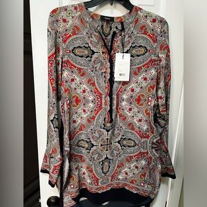 Theory Silk Paisley Tunic Blouse Size P
